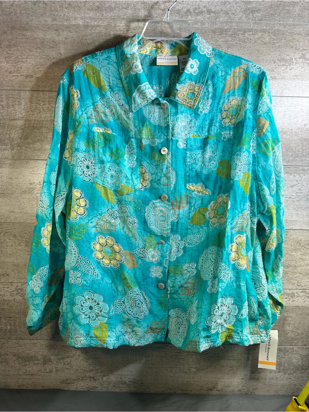Alfred Dunner Teal Floral Button-Front Shirt